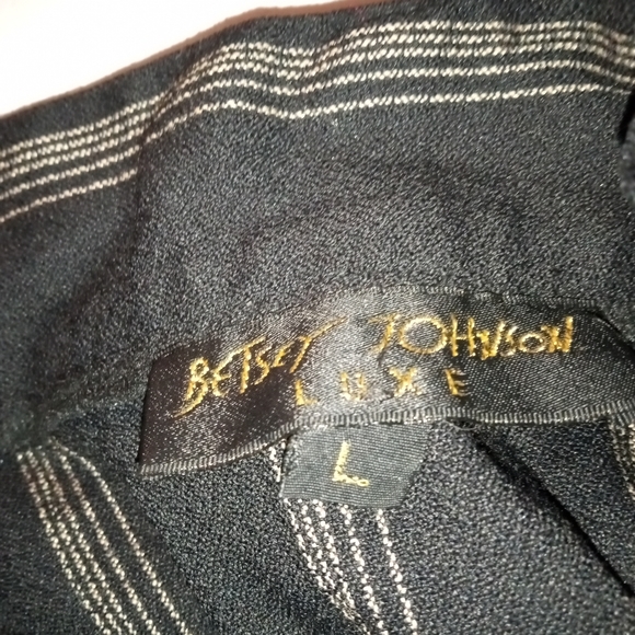Betsey Johnson Iconic Luxe 90's Black and Gold Pinstriped Pencil Skirt-Size:L - Picture 3 of 5